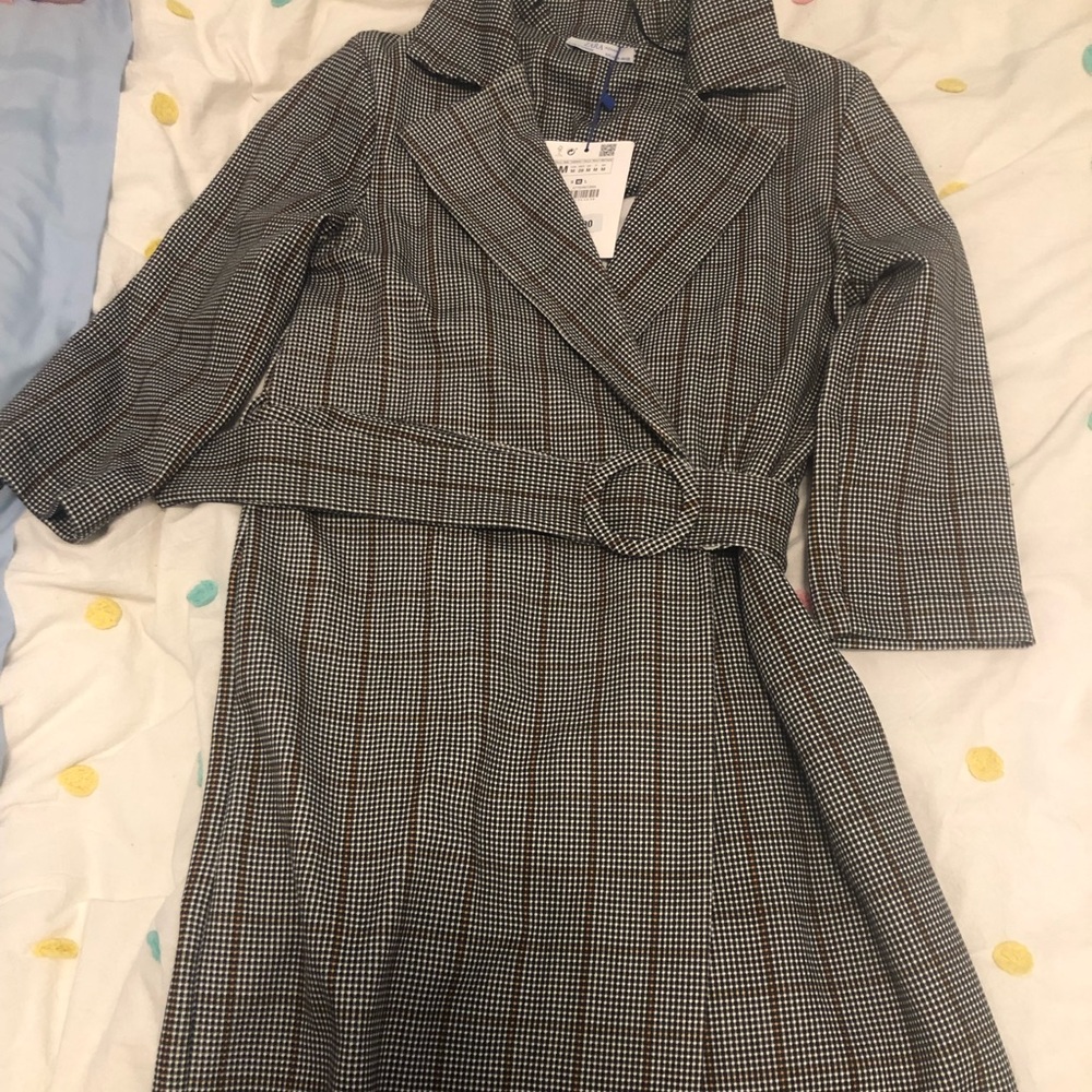 ZARA stripped belted blazer dress